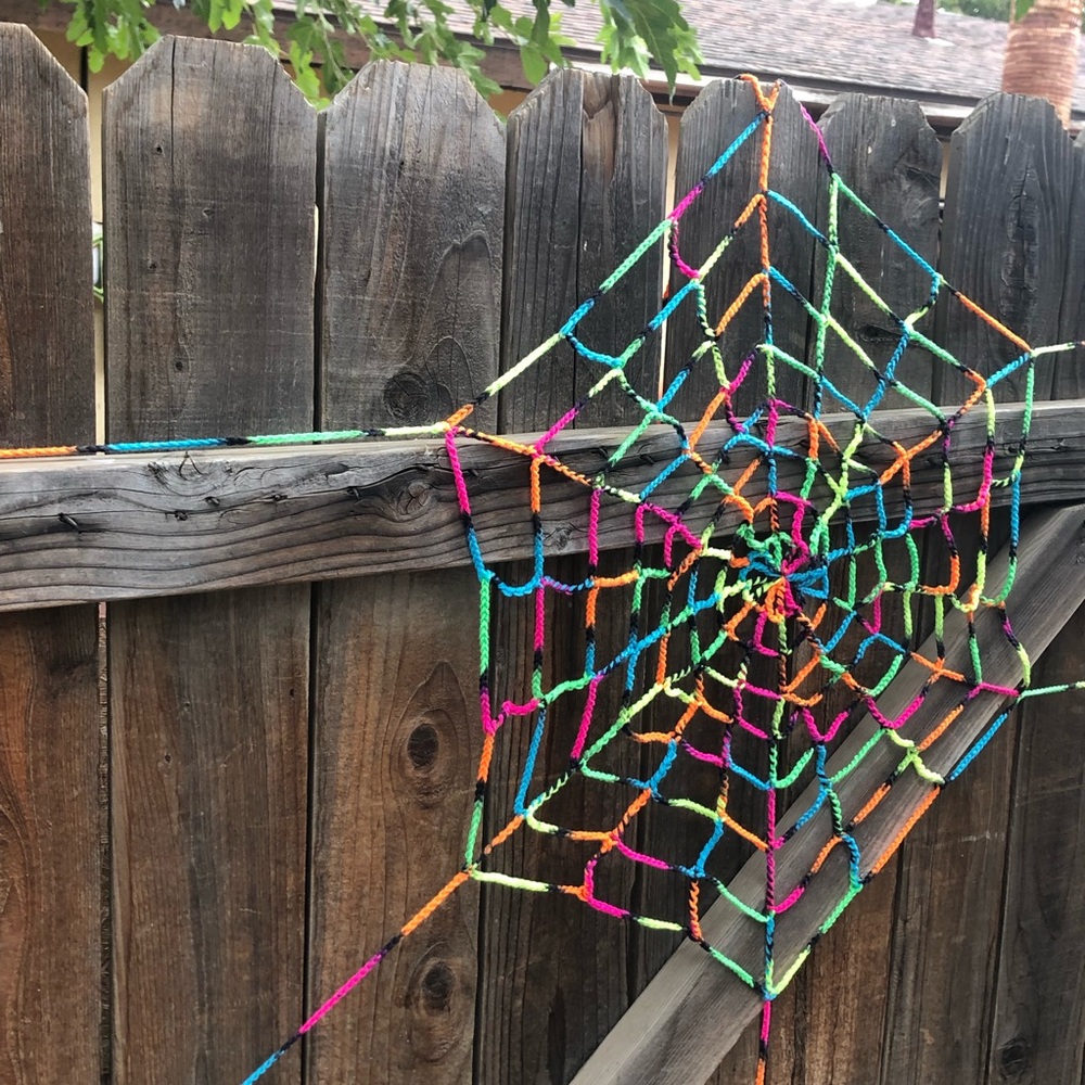 🎉HP🎉Handmade Crochet Rainbow Giant Spiderweb - Picture 5 of 9